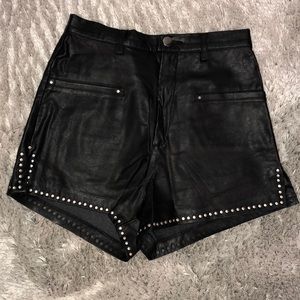 Zara trf black leather shorts